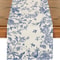 Monochrome Bird Linen Table Runner for Farmhouse Dining and Wedding Decor