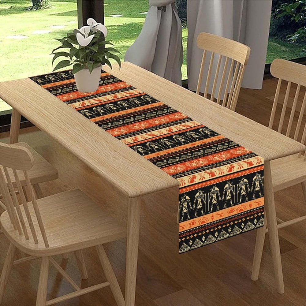 Ancient Egypt Hieroglyphic Table Runner Washable Dining Decor 2