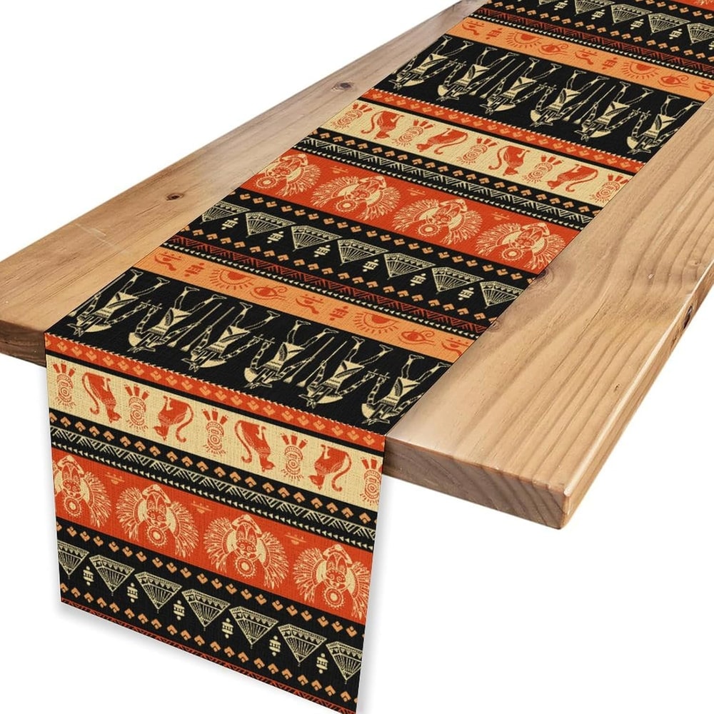 Ancient Egypt Hieroglyphic Table Runner Washable Dining Decor 3