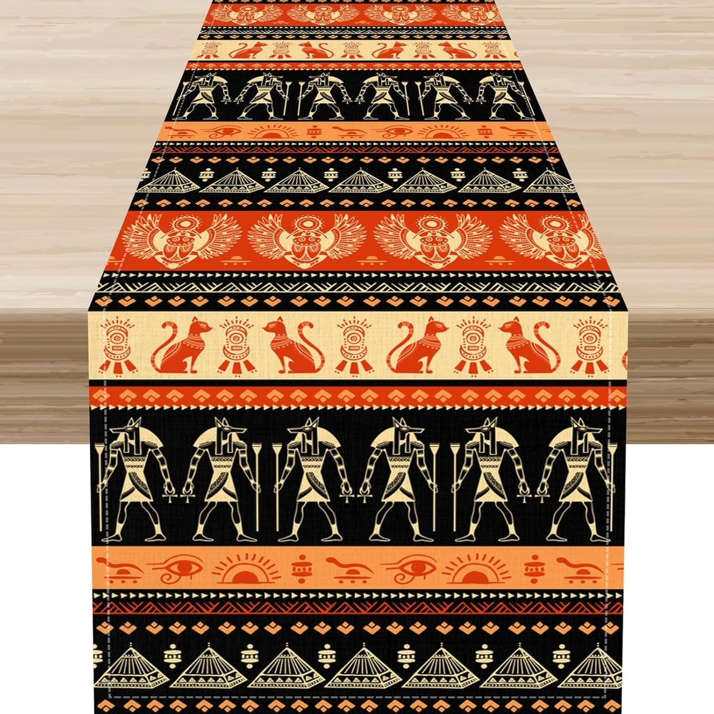 Ancient Egypt Hieroglyphic Table Runner Washable Dining Decor 4
