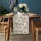 White Floral Linen Table Runner for Spring Dining and Wedding Decor
