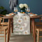 White Floral Linen Table Runner for Spring Dining and Wedding Decor