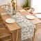 White Floral Linen Table Runner for Spring Dining and Wedding Decor