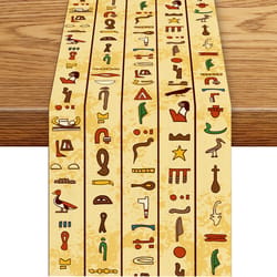 egyptian hieroglyphic linen table runner