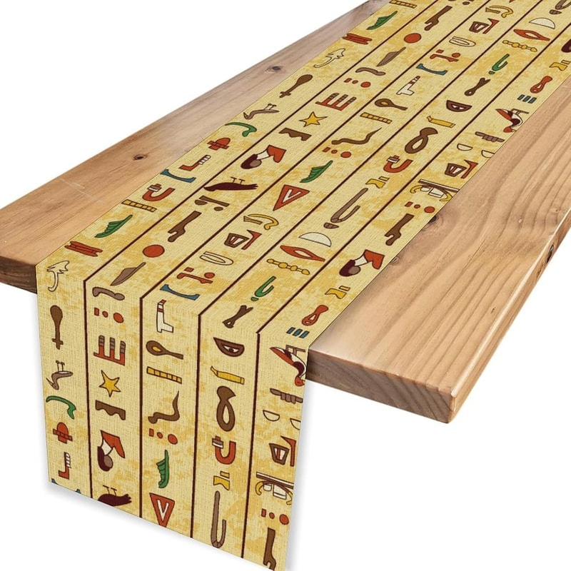 Egyptian Hieroglyphic Linen Table Runner 3