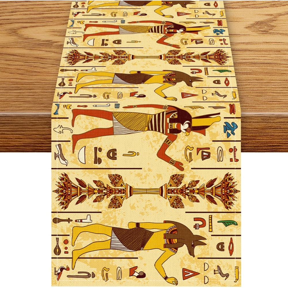 Egyptian Hieroglyphic Linen Table Runner 5