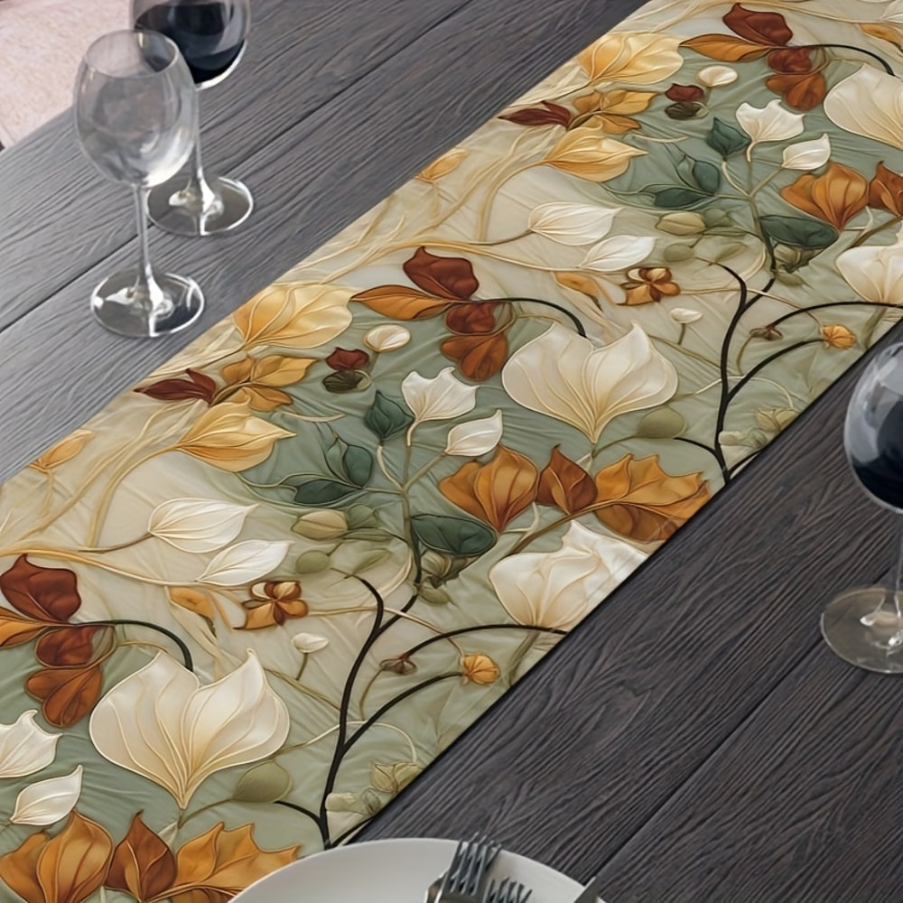 Vintage Floral Linen Table Runner For Dining Table And Dresser Decor 2