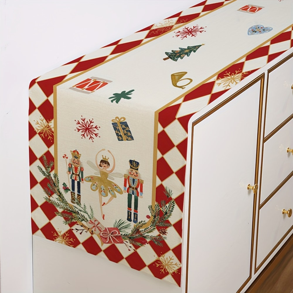 Nutcracker Christmas Table Runner Linen Holiday Dining Decor 1