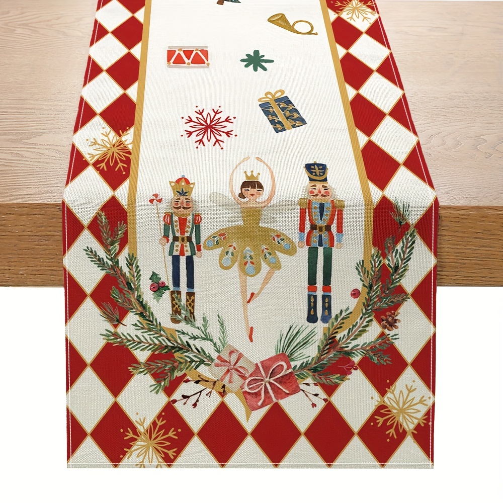 Nutcracker Christmas Table Runner Linen Holiday Dining Decor 5