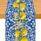 Lemon Blue Tile Linen Table Runner For Summer Dining And Kitchen Decor 0