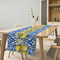 Lemon Blue Tile Linen Table Runner For Summer Dining And Kitchen Decor 1