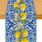 Lemon Blue Tile Linen Table Runner For Summer Dining And Kitchen Decor 4