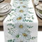 Eucalyptus Table Runner With Daisy Floral Farmhouse Linen Look 0