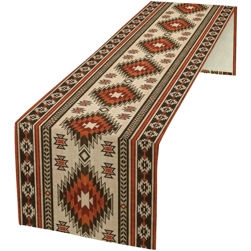 Southwestern Aztec Linen Table Runner For Boho Dining Decor 4