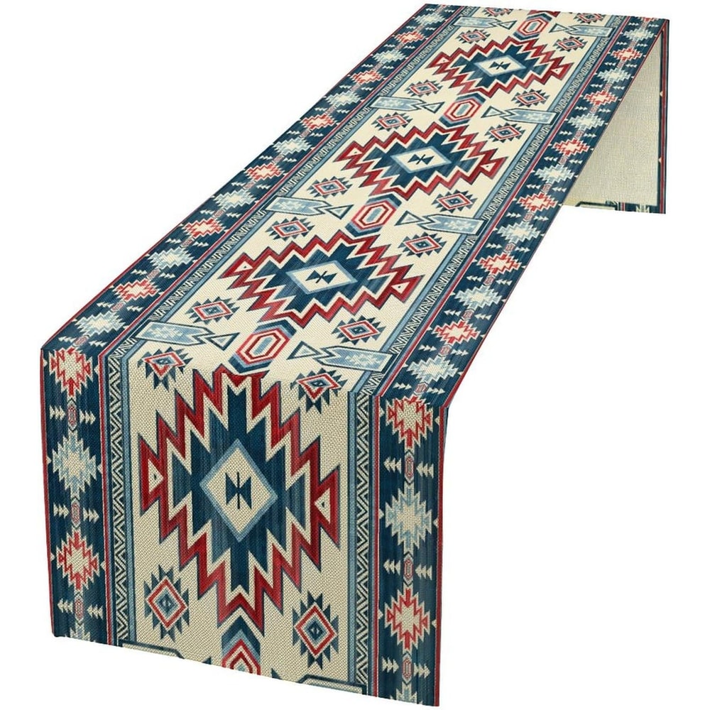 Southwestern Aztec Linen Table Runner For Boho Dining Decor 5