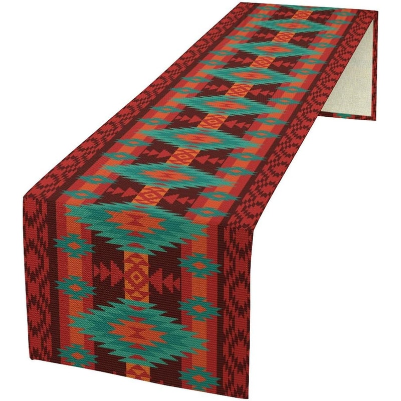Southwestern Aztec Linen Table Runner For Boho Dining Decor 6