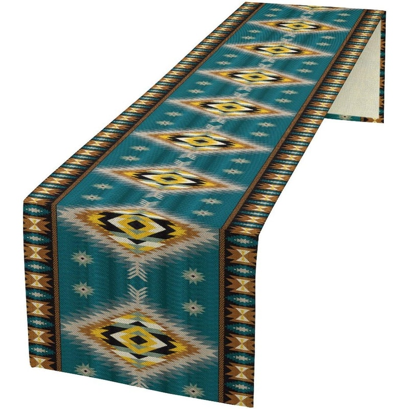 Southwestern Aztec Linen Table Runner For Boho Dining Decor 7