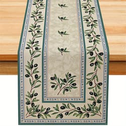 olive branch linen table runner for farmhouse dining decor