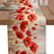 Red Poppy Linen Table Runner for Farmhouse Floral Table Decor