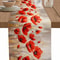 Red Poppy Linen Table Runner for Farmhouse Floral Table Decor