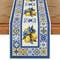 Lemon Blue Porcelain Linen Table Runner for Summer Dining Decor