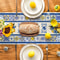 Lemon Blue Porcelain Linen Table Runner for Summer Dining Decor