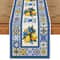 Lemon Blue Porcelain Linen Table Runner for Summer Dining Decor