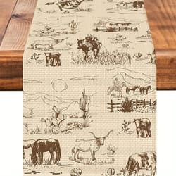 western cowhide print table runner rustic farmhouse dining decor