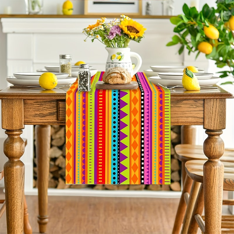 Cinco De Mayo Linen Table Runner Mexican Fiesta Party Decor 1