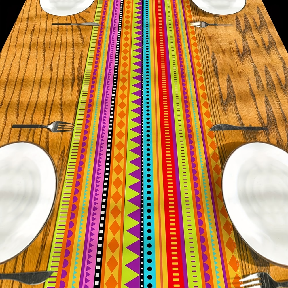 Cinco De Mayo Linen Table Runner Mexican Fiesta Party Decor 2