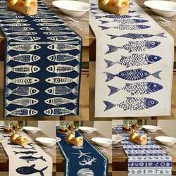 coastal fish table runner for nautical beach dining decor