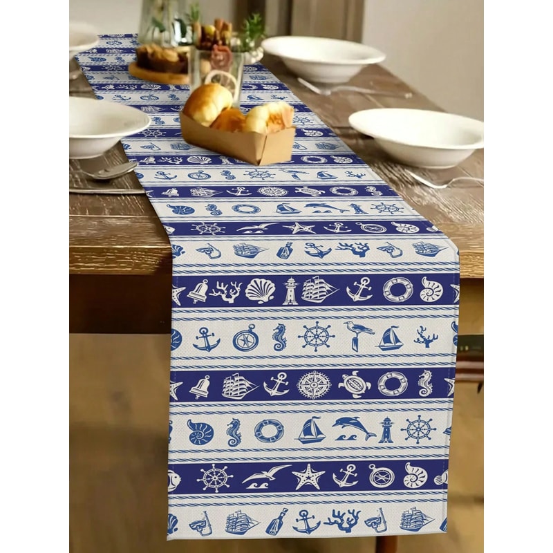 Coastal Fish Table Runner For Nautical Beach Dining Decor 1
