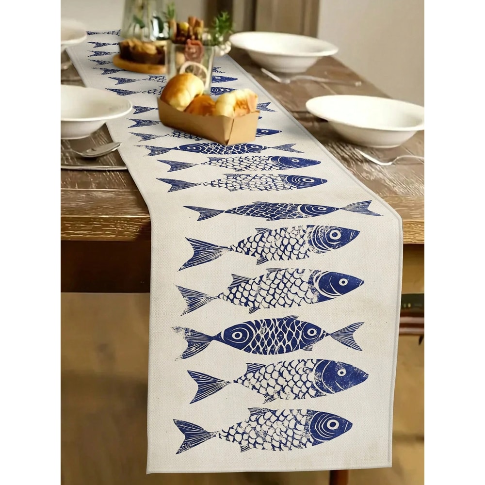 Coastal Fish Table Runner For Nautical Beach Dining Decor 3