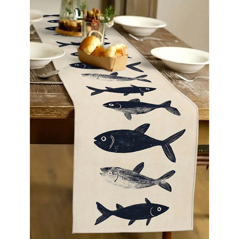 Coastal Fish Table Runner For Nautical Beach Dining Decor 6