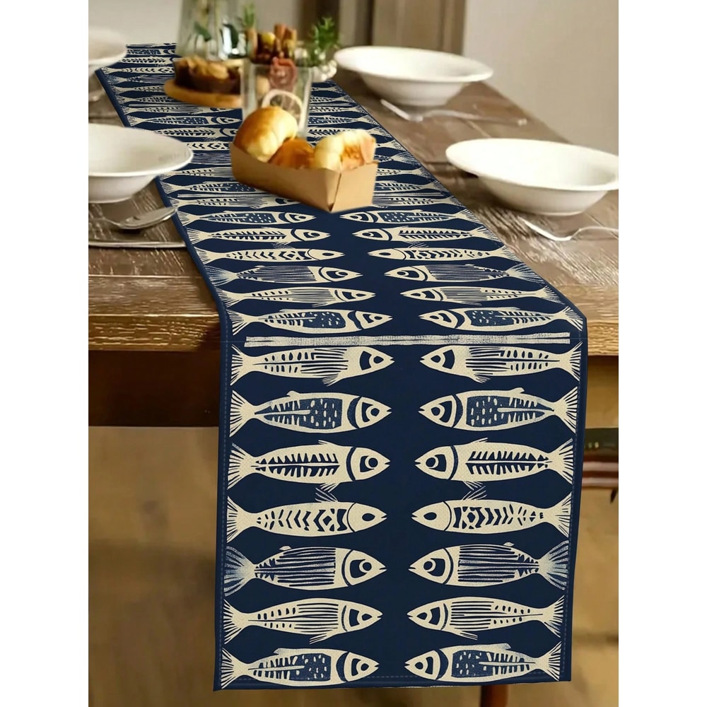 Coastal Fish Table Runner For Nautical Beach Dining Decor 8