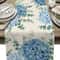 Blue Hydrangea Eucalyptus Linen Table Runner For Farmhouse Dining And Wedding Decor 0