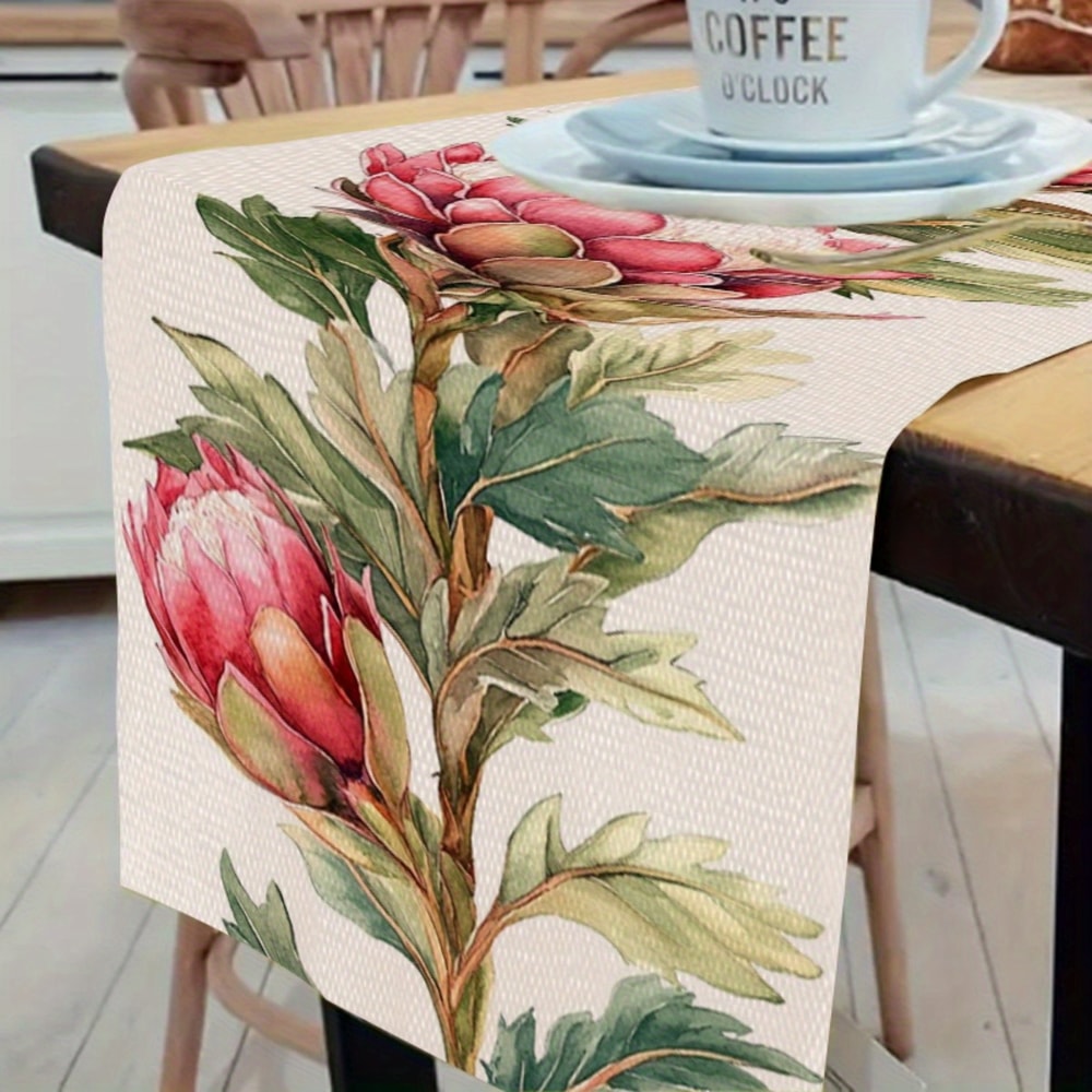 Elegant Protea Floral Table Runner for Romantic Table Decor & Valentines Centerpiece