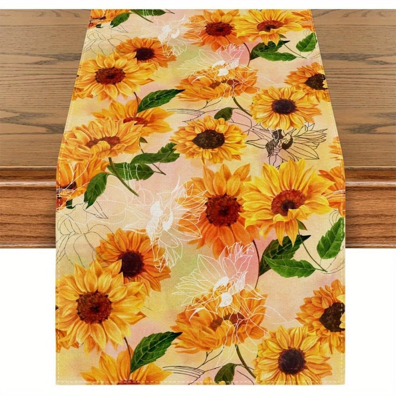 Sunflower Yellow Floral Table Runner For Dining Home Decor 0