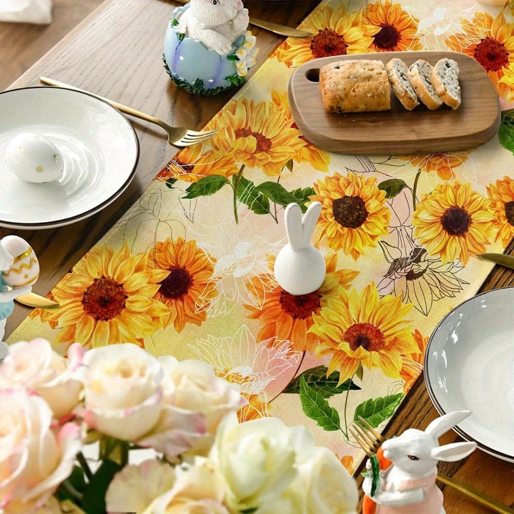 Sunflower Yellow Floral Table Runner For Dining Home Decor 1