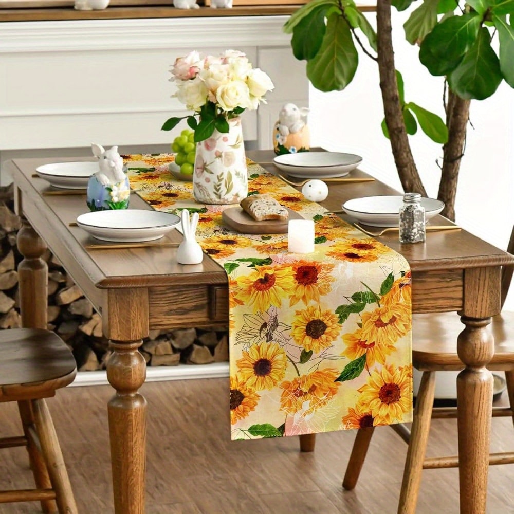 Sunflower Yellow Floral Table Runner For Dining Home Decor 2