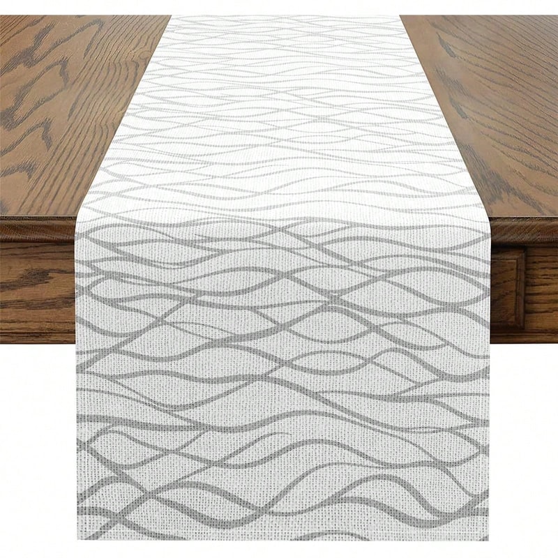 Modern Gray Geometric Table Runner for Dining, Kitchen & Party Decor