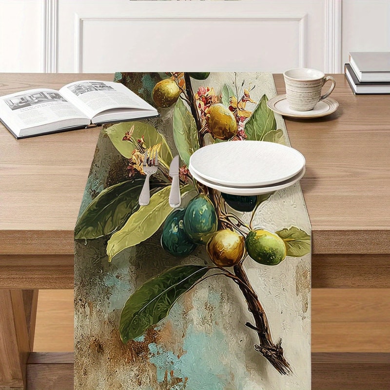 Vintage Olive Branch Wall Flag Retro Oil Painting Table Decor For Restaurants European BBs 1