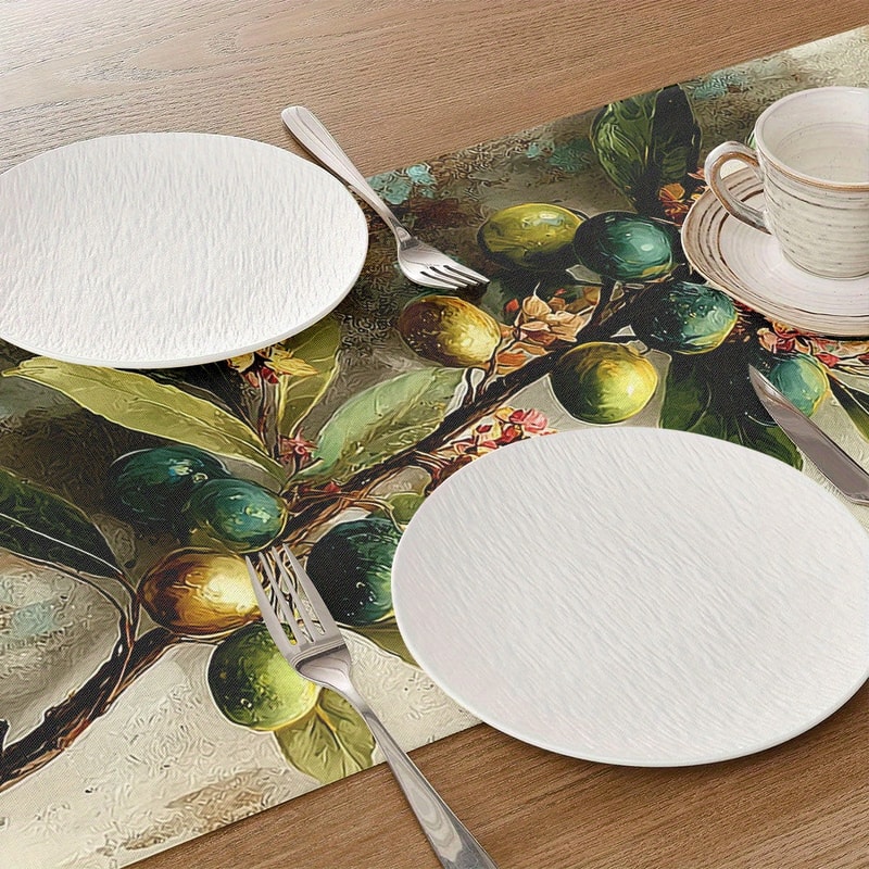Vintage Olive Branch Wall Flag Retro Oil Painting Table Decor For Restaurants European BBs 3