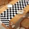 Black White Checkerboard Linen Table Runner for Dining Tables and Dresser Decor