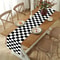 Black White Checkerboard Linen Table Runner for Dining Tables and Dresser Decor