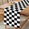 Black White Checkerboard Linen Table Runner for Dining Tables and Dresser Decor