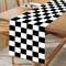 Black White Checkerboard Linen Table Runner for Dining Tables and Dresser Decor
