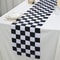 Black White Checkerboard Linen Table Runner for Dining Tables and Dresser Decor