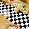 Black White Checkerboard Linen Table Runner for Dining Tables and Dresser Decor