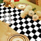 Black White Checkerboard Linen Table Runner for Dining Tables and Dresser Decor